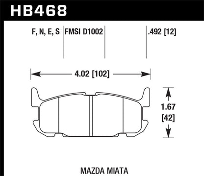 Hawk 04-05 Mazda Miata HPS 5.0 Street Rear Brake Pads